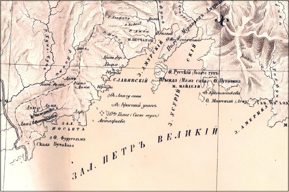 Карта залива Петра Великого из книги Р. Маака.